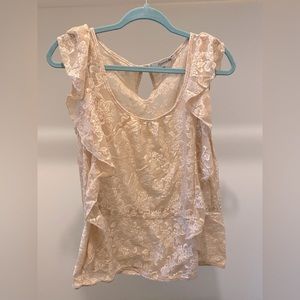 F21 Light Pink Lace Ruffled Top Sz M